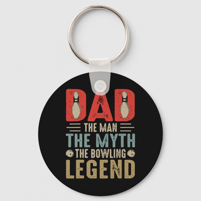 Mens Funny Bowler Dad Bowling Legend Father's Day  Keychain (Front)