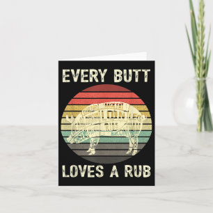 Mens Funny Butt Loves Rub Meat Bbq Smoker Smoking Card