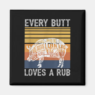 Mens Funny Butt Loves Rub Meat Bbq Smoker Smoking Magnet