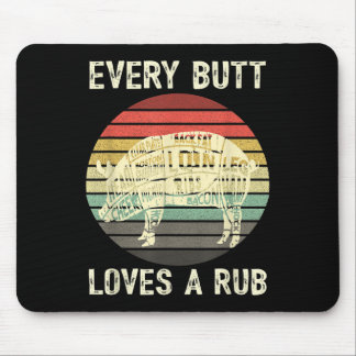 Mens Funny Butt Loves Rub Meat Bbq Smoker Smoking  Mouse Pad