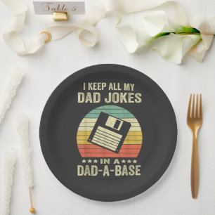 Mens Funny dad Jokes in dad-a-Base Paper Plate
