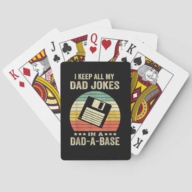 Mens Funny dad Jokes in dad-a-Base Playing Cards (Back)