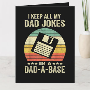 Mens Funny dad Jokes in dad-a-Base Thank You Card