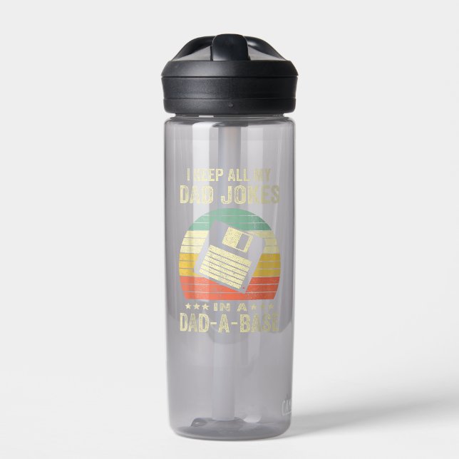 Mens Funny dad Jokes in dad-a-Base Water Bottle (Front)