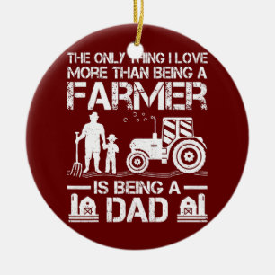 Mens Funny Farming Tractor Retro Farmer Dad Ceramic Ornament