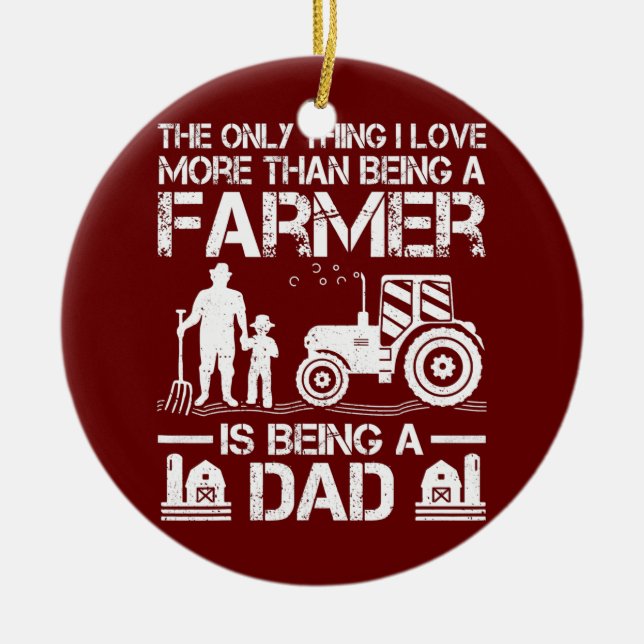 Mens Funny Farming Tractor Retro Farmer Dad Ceramic Ornament (Front)