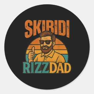 Mens Funny Father’s Day Skibidi Rizzdad  Classic Round Sticker