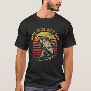 Mens Funny Fathers Day Fishing Reel Cool Step Dad T-Shirt