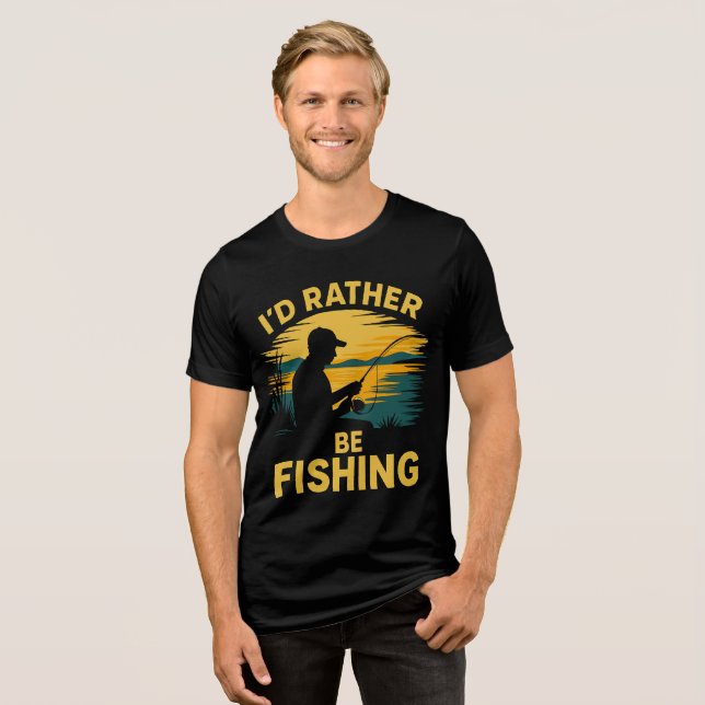 Mens funny fishing Tri-Blend shirt (Front Full)