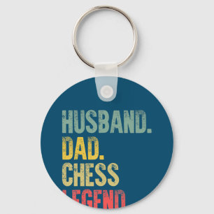 Mens Funny Gift Husband Dad Chess Legend Keychain
