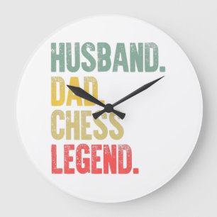 Mens Funny Gift Husband Dad Chess Legend Large Clock