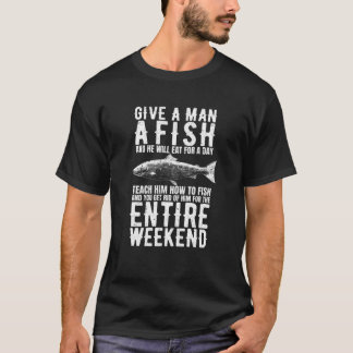 Mens Funny Give A Man A Fish - Retro Distressed St T-Shirt