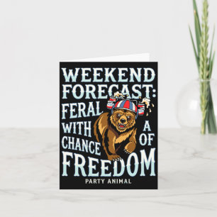 Mens funny grizzly bear patriotic summer freedom card