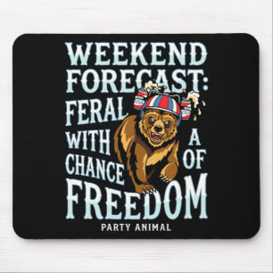 Mens funny grizzly bear patriotic summer freedom mouse pad