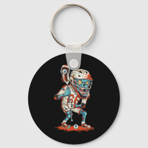 Mens Funny Lacrosse Zombie Player Lax Lazy Hallowe Keychain
