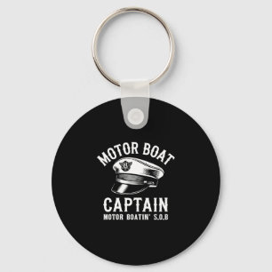 Mens funny motor boat captain motor boating sob keychain