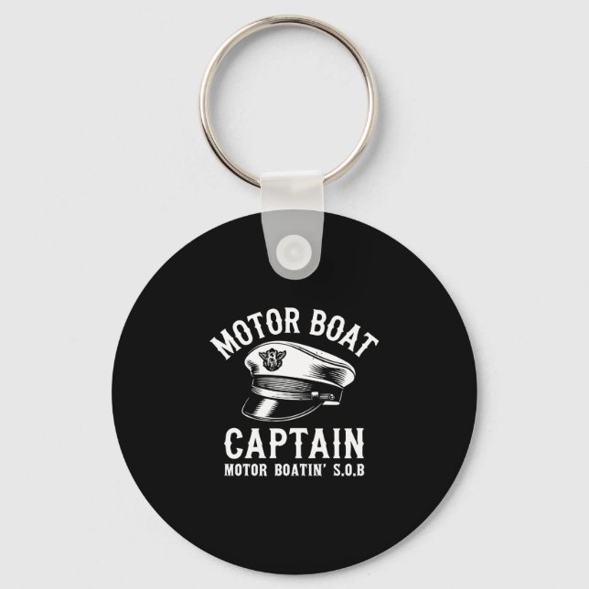 Mens funny motor boat captain motor boating sob keychain (Front)