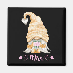 Mens funny mrs and mr gnome wedding - cute gnomie magnet