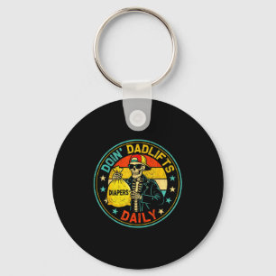 Mens Funny New Dad Doin' Dadlifts Daily Men Father Keychain