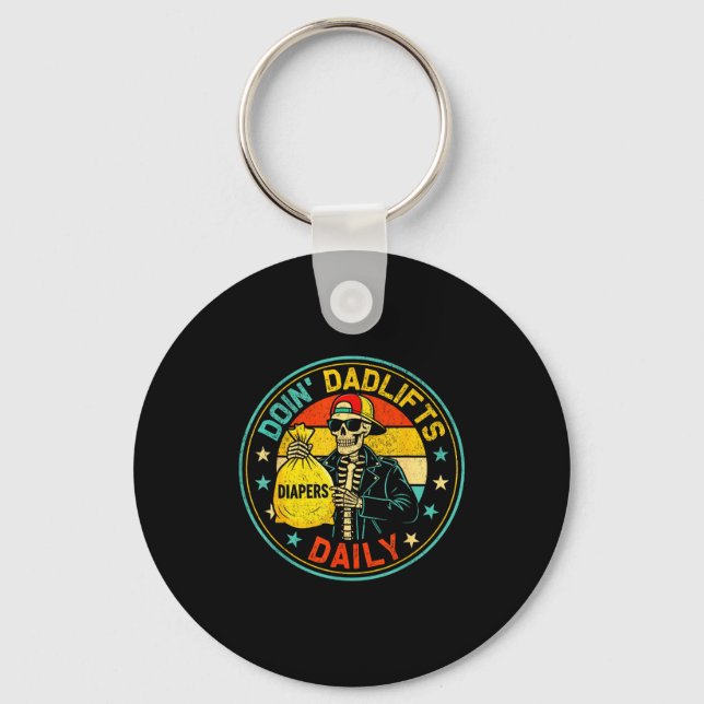 Mens Funny New Dad Doin' Dadlifts Daily Men Father Keychain (Front)