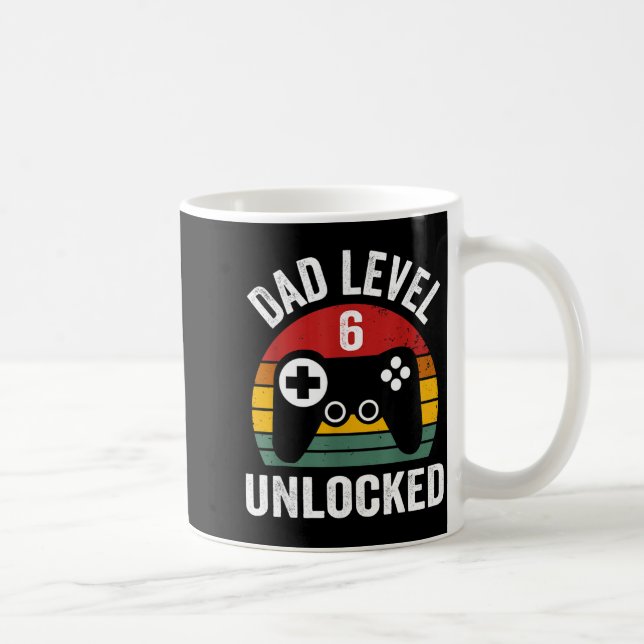 Mens Funny New Dad Shirt Dad Level 6 Unlocked For  Coffee Mug (Right)
