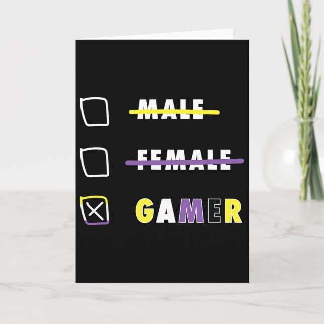 Mens Funny Nonbinary Gamer En  Card (Front)