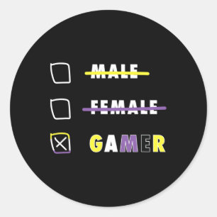Mens Funny Nonbinary Gamer En Classic Round Sticker