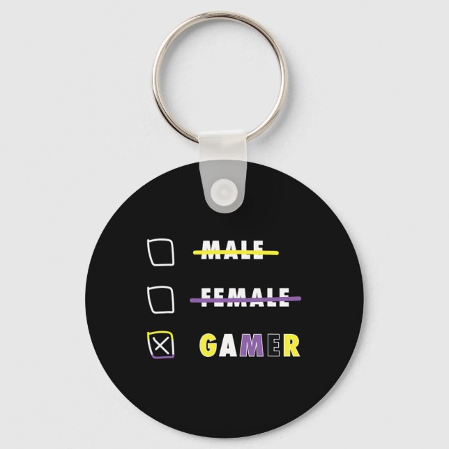 Mens Funny Nonbinary Gamer En  Keychain (Front)