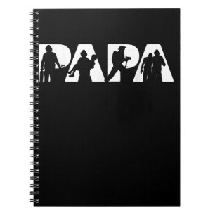 Mens Funny Papa Firefighter Fathers Day Notebook