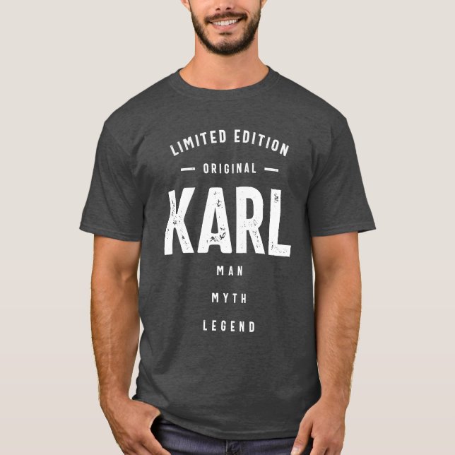 Mens Funny Personalized Name Karl T-Shirt (Front)