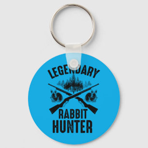 Mens Funny Rabbit Hunting Gift Cute Proud Keychain