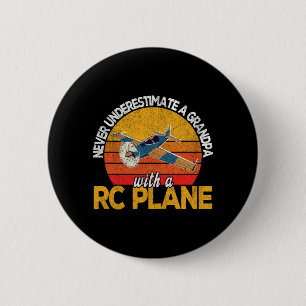 Mens Funny Rc Plane Grandpa Model Airplane Pilot 2 Inch Round Button
