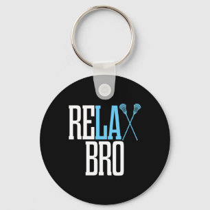 Mens Funny Relax Bro Lacross Player T Shirt For Bo Keychain