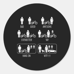 Mens Funny Riding Mtb Mountain Bike Status Classic Round Sticker