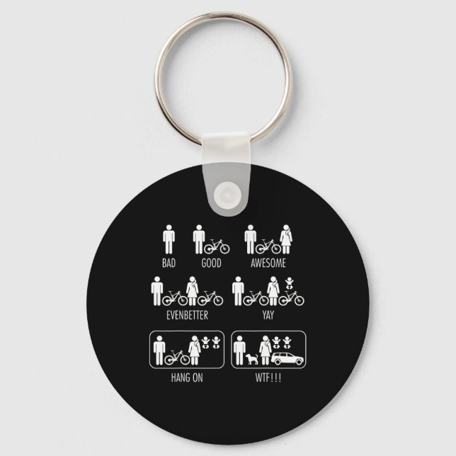 Mens Funny Riding Mtb Mountain Bike Status  Keychain (Front)