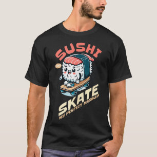 Mens Funny Sushi Skateboarding Skater Fusion Lifes T-Shirt