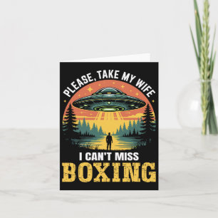 Mens Funny Ufo Boxing Joke Alien Abduction Retro Card