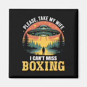 Mens Funny Ufo Boxing Joke Alien Abduction Retro Magnet