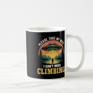 Mens Funny Ufo Climbing Joke Alien Abduction Retro Coffee Mug