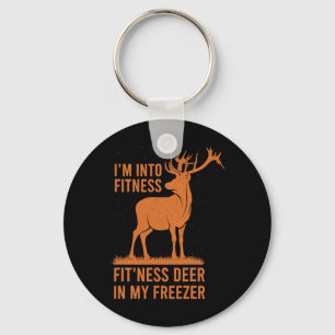Mens Funny Vintage Hunter I'm Into Fitness Deer Hu Keychain