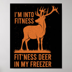 Mens Funny Vintage Hunter I'm Into Fitness Deer Hu Poster