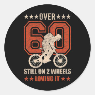 Mens Funny Vintage Mountain Biking Cyclist Bicycle Classic Round Sticker