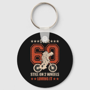 Mens Funny Vintage Mountain Biking Cyclist Bicycle Keychain
