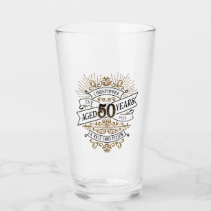 Mens Funny Whiskey 50th Birthday Glass