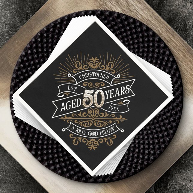 Mens Funny Whiskey 50th Birthday Napkin (Creator Uploaded)