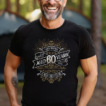 Mens Funny Whiskey 60th Birthday T-Shirt<br><div class="desc">Celebrate the big 6-0 with style and humour with this vintage whiskey label-inspired birthday design. The black, gold, and white typography is ornate and elegant, giving it a classic retro vintage feel. Perfect for man (or woman!) in your life who loves their scotch, spirits, bourbon, and other liquor drinks. Features...</div>