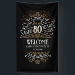 Mens Funny Whiskey 80th Birthday Banner<br><div class="desc">Celebrate the big 8-0 with style and humour with this vintage whiskey label-inspired birthday design. The black, gold, and white typography is ornate and elegant, giving it a classic retro vintage feel. Perfect for man (or woman!) in your life who loves their scotch, spirits, bourbon, and other liquor drinks. Features...</div>