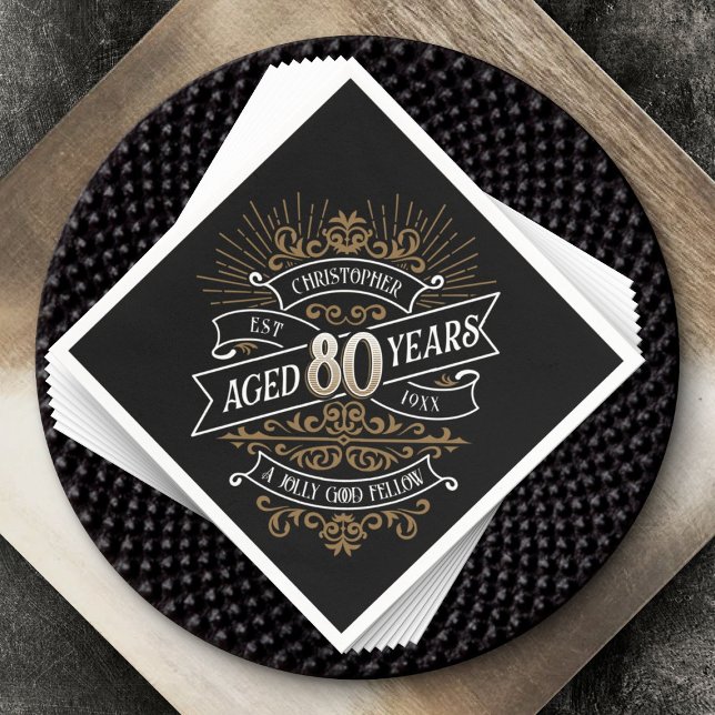 Mens Funny Whiskey 80th Birthday Napkin (Creator Uploaded)
