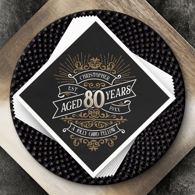 Mens Funny Whiskey 80th Birthday Napkin (Creator Uploaded)