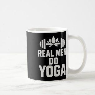Mens Funny Yoga Shirt Real Men Do Yoga Lotus Dumbb Coffee Mug